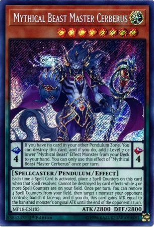 Mythical Beast Master Cerberus - MP18-EN185 - Secret Rare