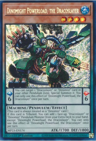 Dinomight Powerload, the Dracoslayer - MP23-EN174 - Prismatic Secret Rare