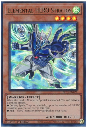 Elemental HERO Stratos (alt. art) - BLC1-EN022 - Ultra Rare (Silver)