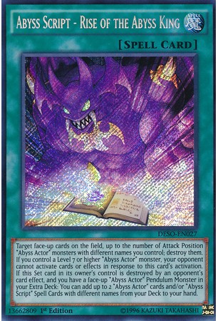 Abyss Script - Rise of the Abyss King - DESO-EN027 - Secret Rare