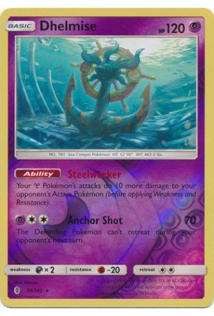 Dhelmise - SM02/059 - Rare Holo (Reverse Holo)